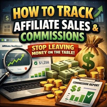 generate a thumbnail for blog named "How to Track Affiliate Sales and Commissions — Stop Leaving Money on the Table"